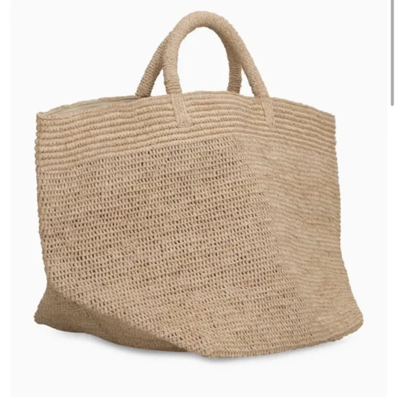 NWT IBELIV Raffia Tote Vanilla Tea Handwoven Raffia Large - Picture 6 of 12
